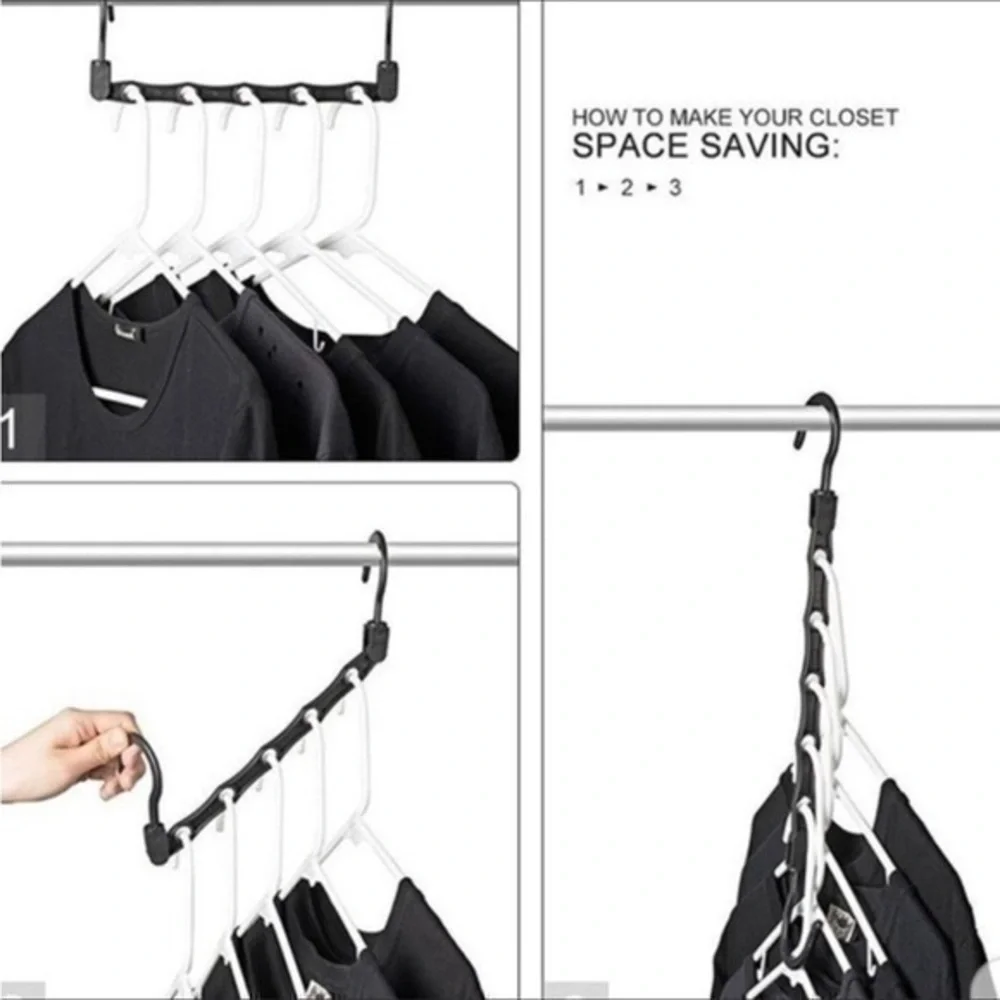 THE ULTIMATE SPACE SAVER: Wonder Hanger Max. Set includes 5 black Wonder Hangers